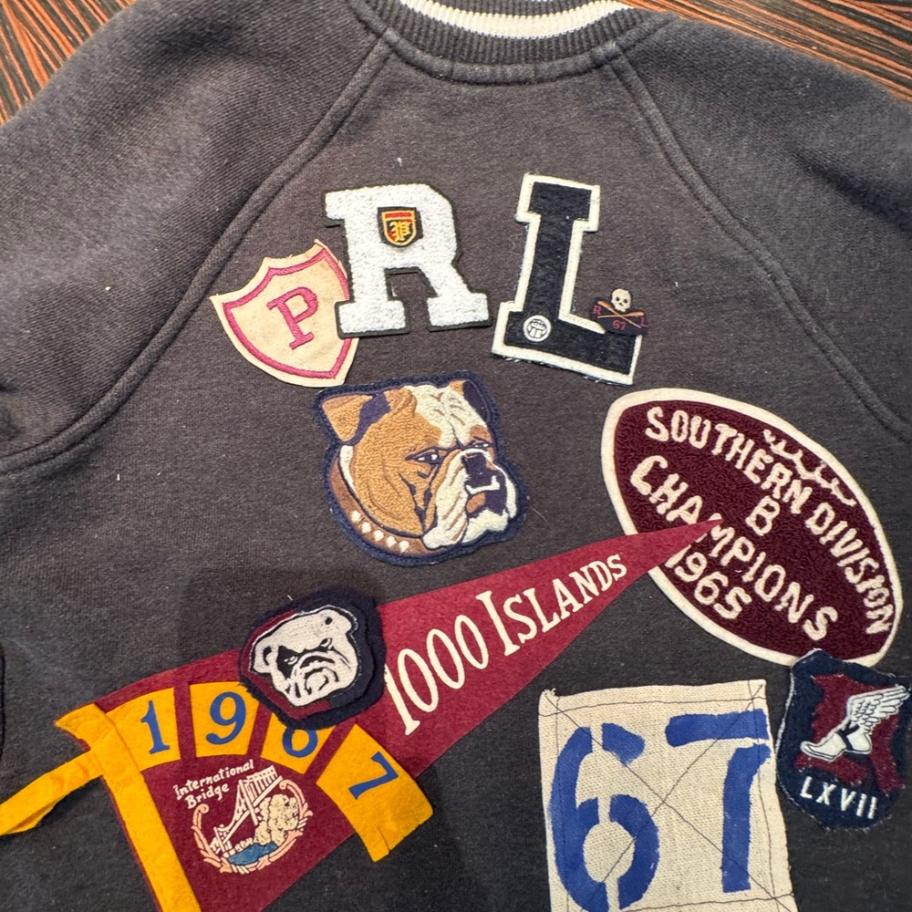 Polo Ralph Lauren Men's XS Letterman P Wing Grey Varsity Jacket Bomber - Picture 3 of 10
